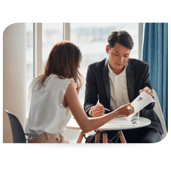 an insurance agent helping a client